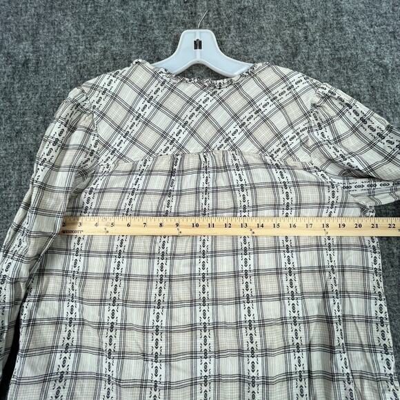 LOFT‎ Shirt Womens Large Black Ruffle Tie Neck Southwestern Aztec Western Chore - Picture 6 of 8